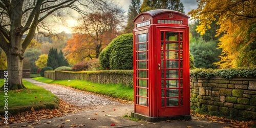 Classic red British telephone booth with vintage appeal photo