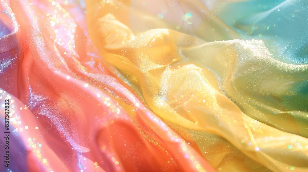 Shimmering pride flag in rainbow colors, sparkling with the spirit of inclusivity and acceptance (copy space, inclusivity theme, ethereal, Fusion, community event backdrop) Shimmering pride flag in rainbow colors, sparkling with the spirit of inclusivity and acceptance (copy space, inclusivity theme, ethereal, Fusion, community event backdrop)