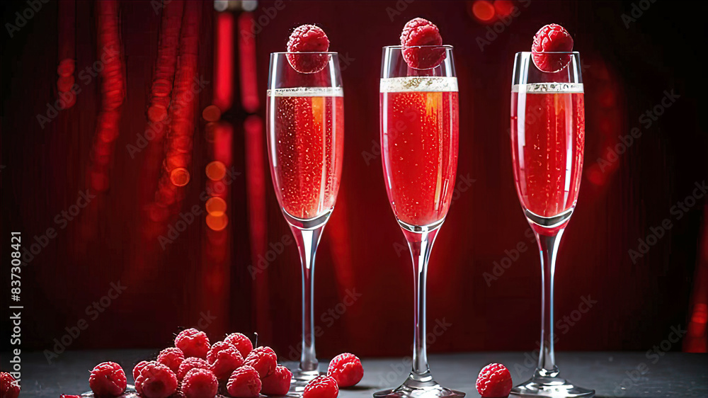 raspberry juice with champagne in a champagne glass, delicious drinks for an exclusive occasion, cocktails for a celebration, raspberry juice with champagne in a champagne glass, delicious drinks for an exclusive occasion, cocktails for a celebration,
