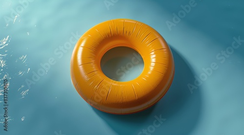 Orange Inflatable Pool Ring Floating in Water on Sunny Day