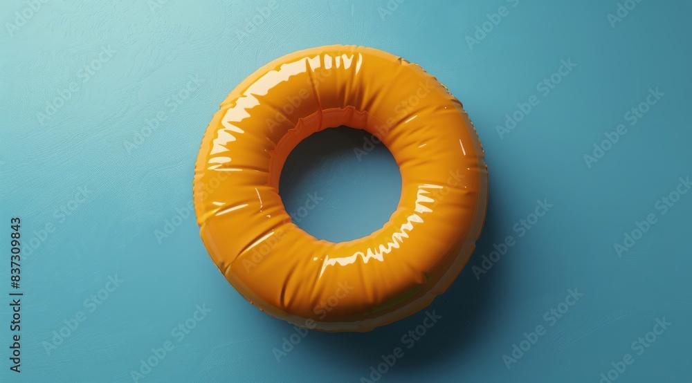 Orange Inflatable Pool Ring Floating in Water on Sunny Day Orange Inflatable Pool Ring Floating in Water on Sunny Day