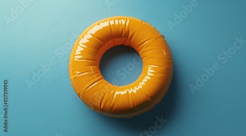 Orange Inflatable Pool Ring Floating in Water on Sunny Day