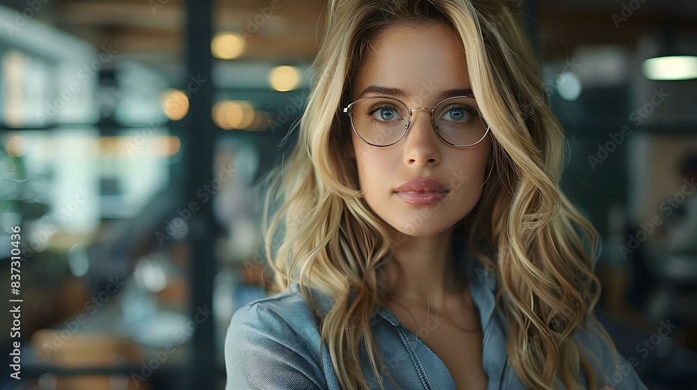 Portrait of a beautiful blonde woman in glasses Portrait of a beautiful blonde woman in glasses