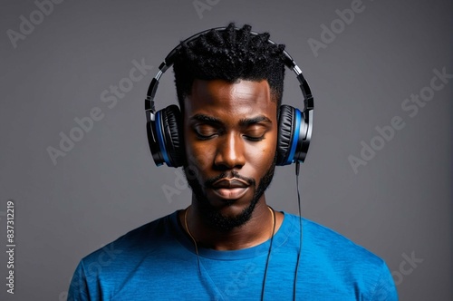 A man wearing headphones is listening to music