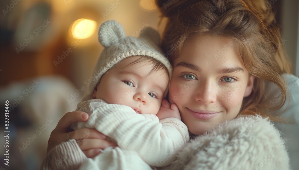 Young girl and infant sharing bonding time Young girl and infant sharing bonding time