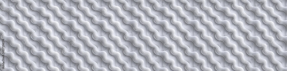 A white and grey striped fabric with a pattern of white and grey