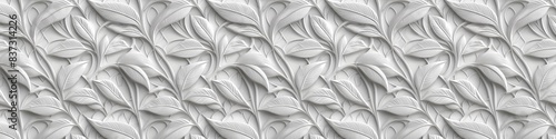 Obraz na płótnie A white background with a leafy pattern w salonie