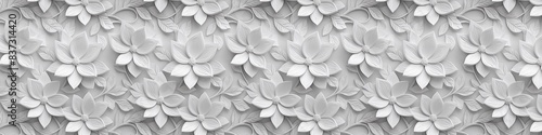 Obraz na płótnie A white and grey floral patterned wallpaper w salonie
