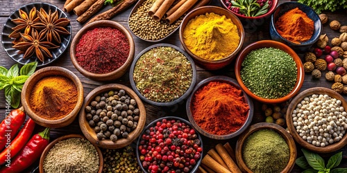 Colorful spices with copy space for text photo