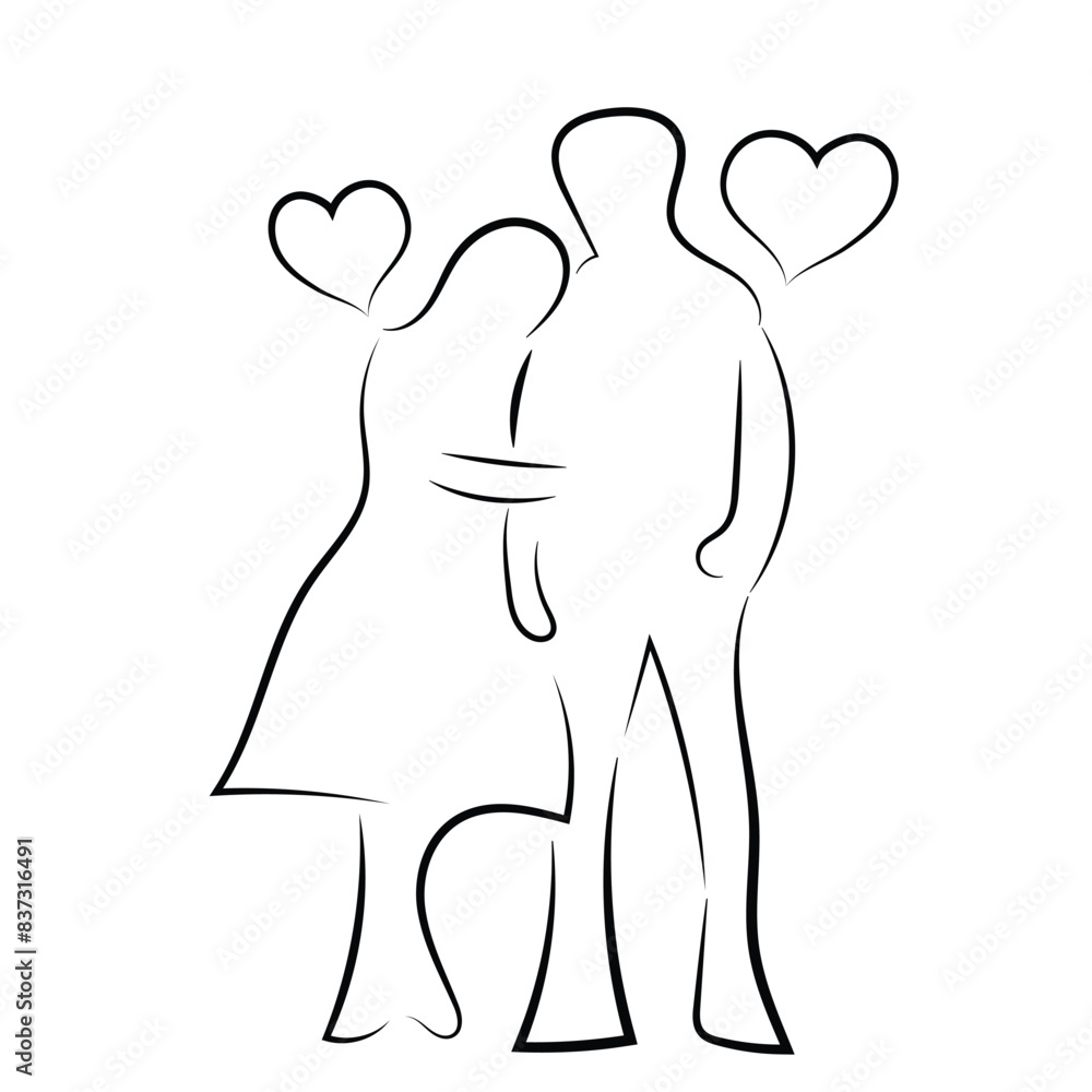 Sketch minimal couple in love drawing line art couple lovely drawn together line love concept with white ioslated background. Abstract,vector,illustration. Sketch minimal couple in love drawing line art couple lovely drawn together line love concept with white ioslated background. Abstract,vector,illustration.