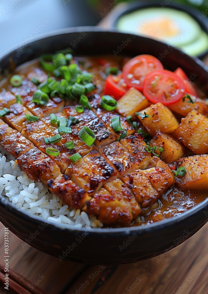 Katsu Curry - Breaded pork cutlet served with a rich curry sauce over rice. 