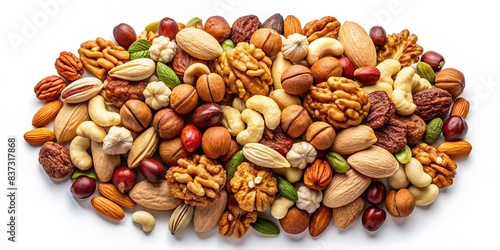 Nuts Mix isolated on background for digital art photo