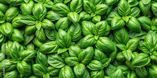 Fresh basil leaves texture background with fragrant spices pattern  perfect for mockups and culinary designs