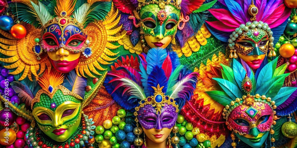 Vibrant abstract background of Brazil Carnival decorations