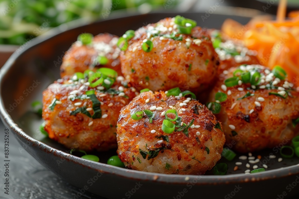 Korokke - Japanese croquettes filled with meat or vegetables, breaded and fried. Korokke - Japanese croquettes filled with meat or vegetables, breaded and fried.