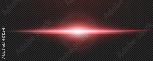 Set of realistic vector red stars png. Set of vector suns png. Red flares with highlights. Horizontal light lines, laser, flash.