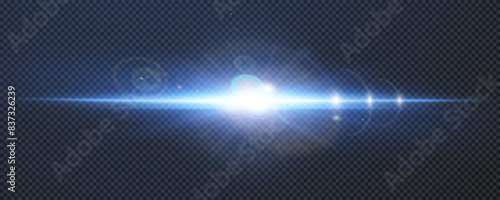 Set of realistic vector blue stars png. Set of vector suns png. White flares with highlights.	