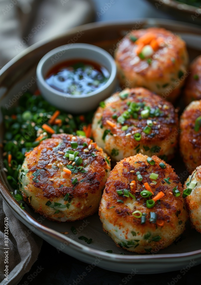 Korokke - Japanese croquettes filled with meat or vegetables, breaded and fried. Korokke - Japanese croquettes filled with meat or vegetables, breaded and fried.