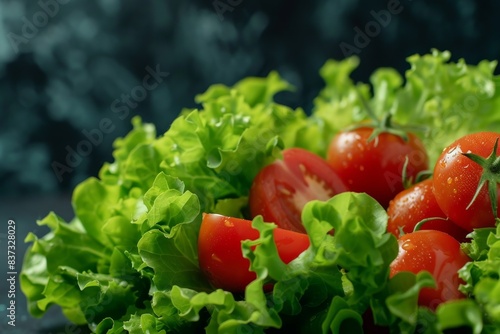 Green salad from leaves and tomatoes Generative AI