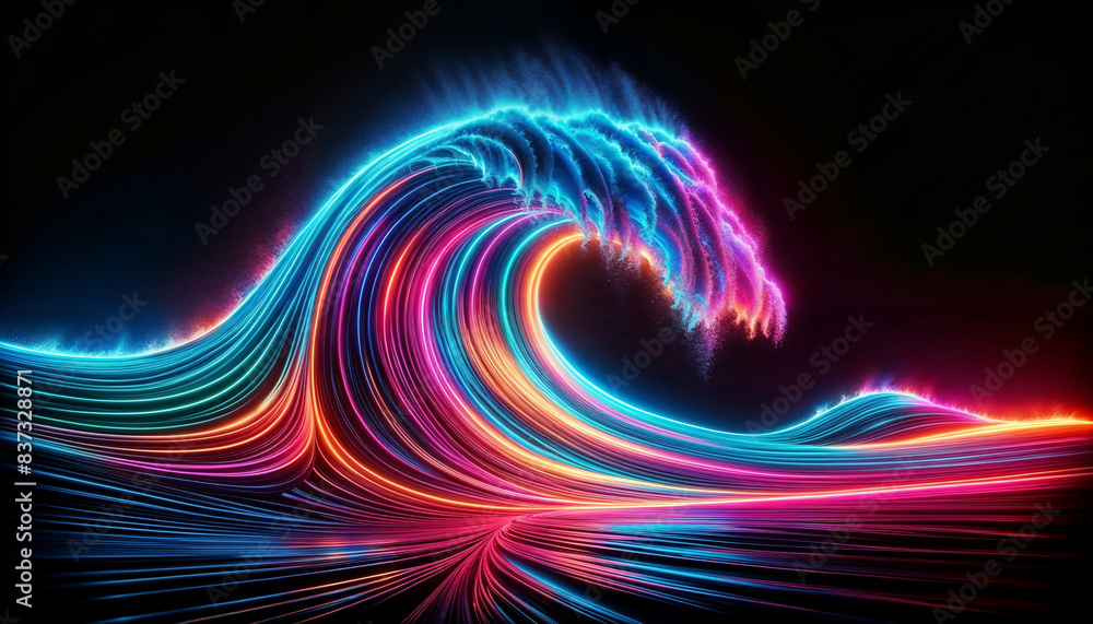 Abstract Neon Wave Design With Vivid Colors Abstract Neon Wave Design With Vivid Colors
