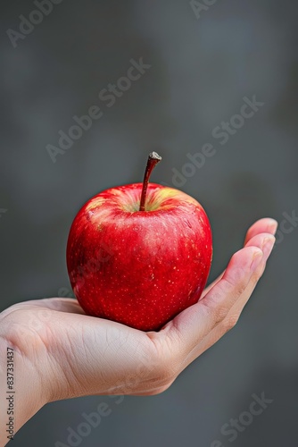 red apple in hand close-up Generative AI