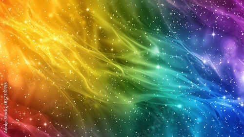 Abstract colorful rainbow background with bright stars