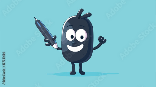 Cartoon mascot of ballpoint pen with cool gesture
