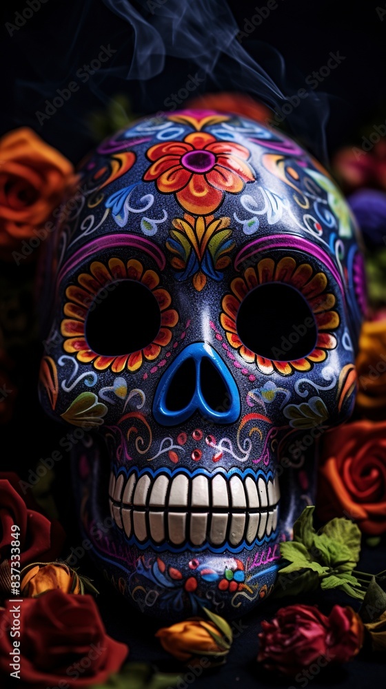 Human skulls are full of colorful variations, generative ai Human skulls are full of colorful variations, generative ai