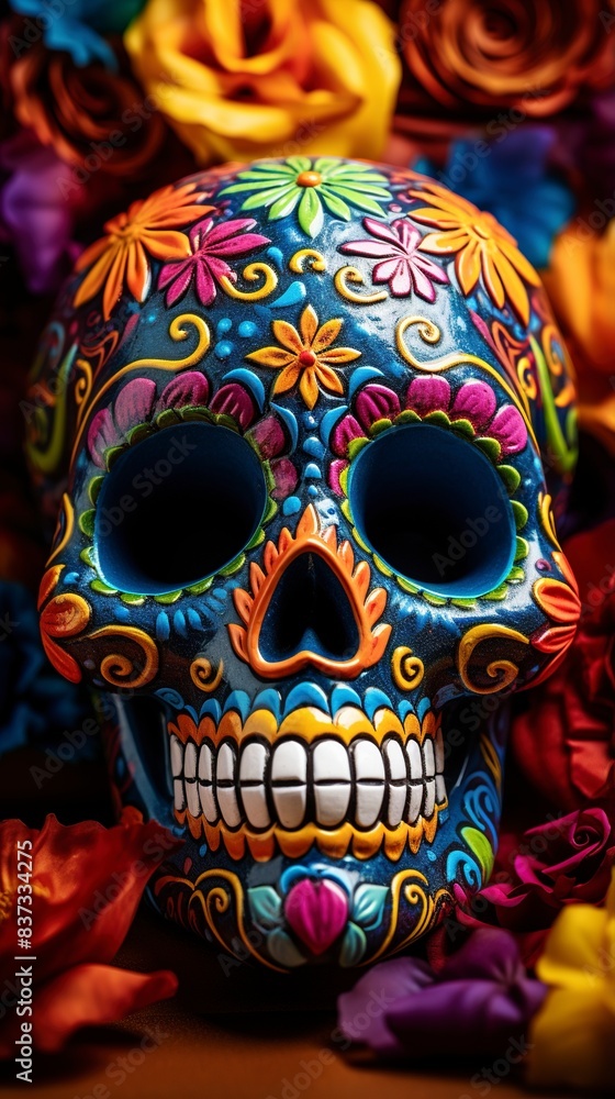 Human skulls are full of colorful variations, generative ai Human skulls are full of colorful variations, generative ai