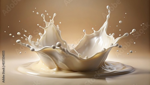 Milk splash on beige background