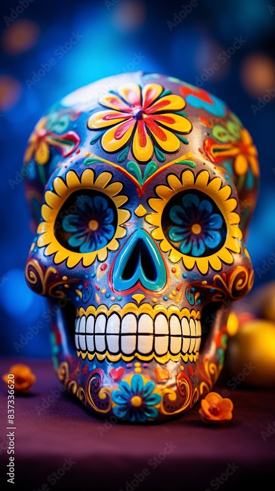 Human skulls are full of colorful variations, generative ai Human skulls are full of colorful variations, generative ai