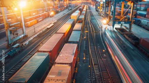 Business logistic import export and transport concept, Transportation and logistic network distribution growth, Global business of Container Cargo freight train for Business logistics concept 