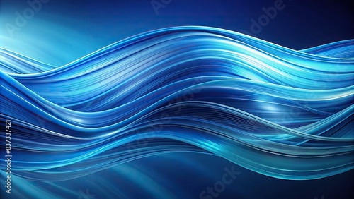 Abstract wave of wavy blue translucent lines