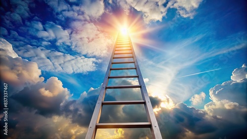 of a ladder reaching towards the sky, representing continuous personal growth and lifelong learning photo
