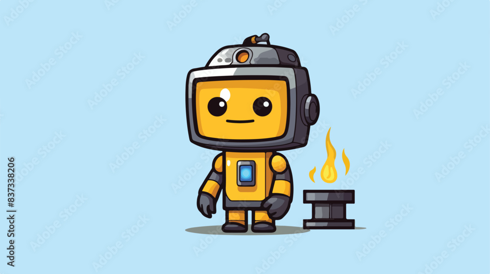 Character mascot of chart as a welder  cute style d