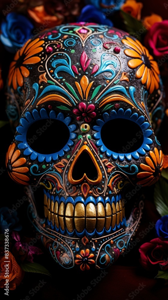 Human skulls are full of colorful variations, generative ai Human skulls are full of colorful variations, generative ai