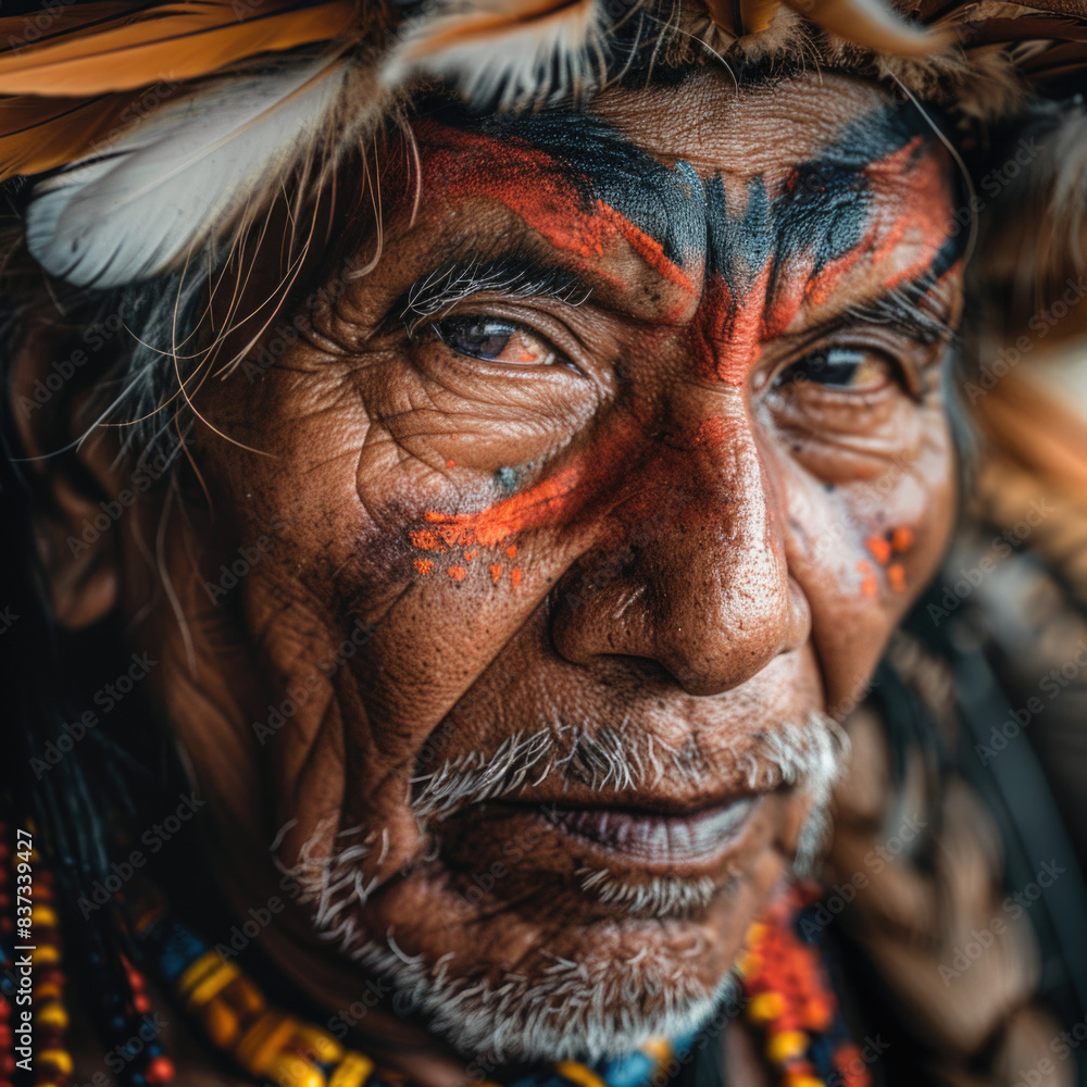 Retrato de un hombre perteneciente a una tribu del amazonas. Retrato de un hombre perteneciente a una tribu del amazonas.