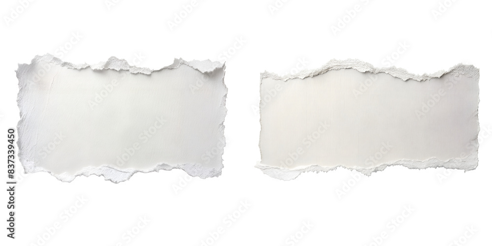 White ripped paper torn edges strips, highly detailed isolated on transparent background PNG file White ripped paper torn edges strips, highly detailed isolated on transparent background PNG file