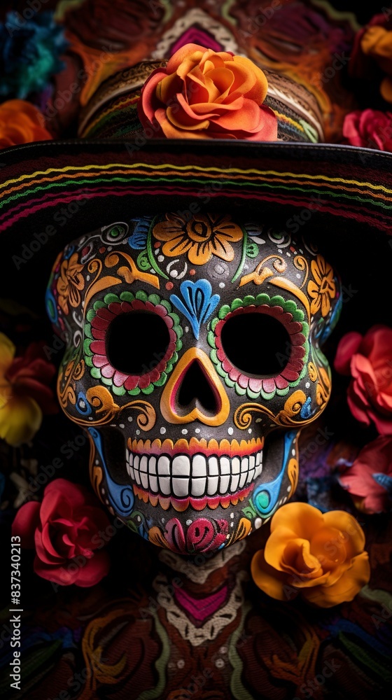 Human skulls are full of colorful variations, generative ai Human skulls are full of colorful variations, generative ai