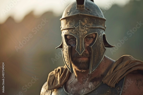Ancient Roman Empire warrior with a helmet