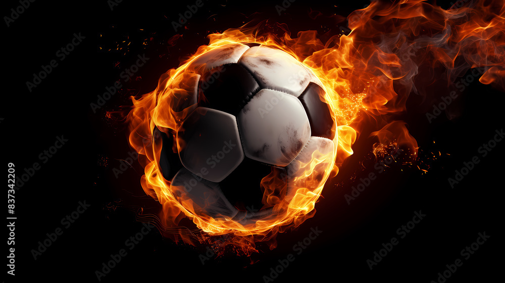Fototapeta premium Football with fire