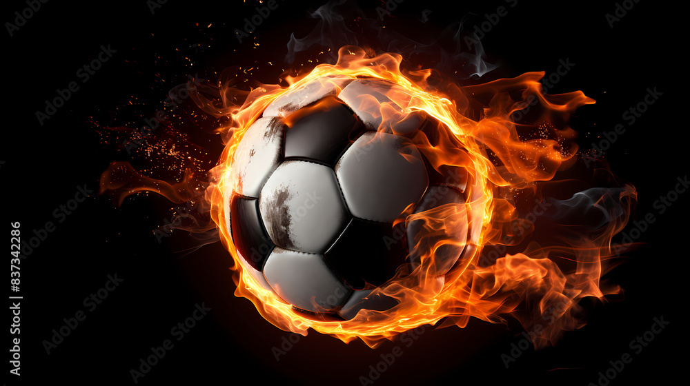 Fototapeta premium Football with fire