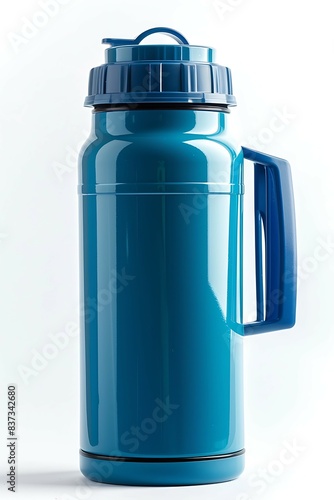 Blue thermos isolated on a white background