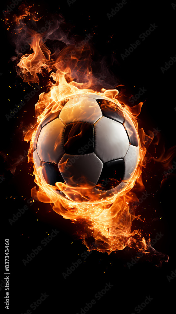 Fototapeta premium Football with fire