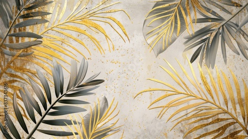golden palm leaves wallpaper photo