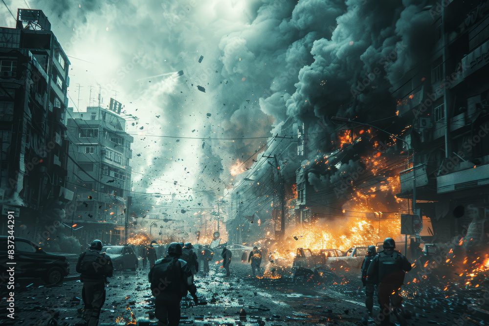 Political instability shown in scenes of riots and government overthrow attempts. Concept of political upheaval. Generative Ai. Political instability shown in scenes of riots and government overthrow attempts. Concept of political upheaval. Generative Ai.