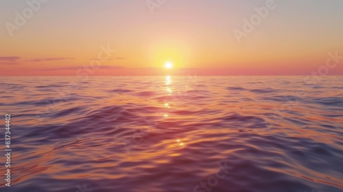 Sunset over calm ocean waves