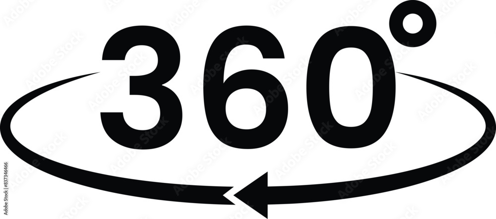 Set of 360 degree views of vector circle icon. Round signs with arrows rotation to 360 degrees. Signs with arrows to indicate the rotation. Vector Illustration. Set of 360 degree views of vector circle icon. Round signs with arrows rotation to 360 degrees. Signs with arrows to indicate the rotation. Vector Illustration.