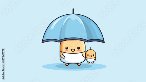 Cute capsule illustration holding an umbrella  cute