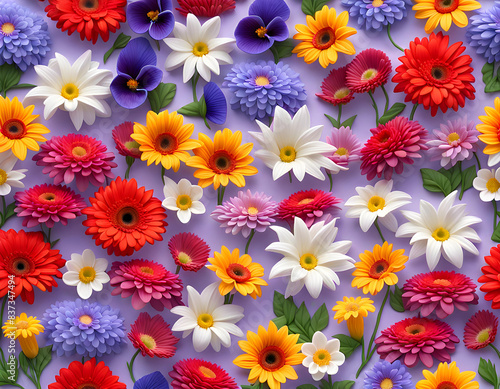 Computer screenshot image of refined fresh wet Jasmine lily hollyhocks pansy gerbera carnation and other flowers